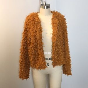 Orange Faux Fur Jacket Size S/M